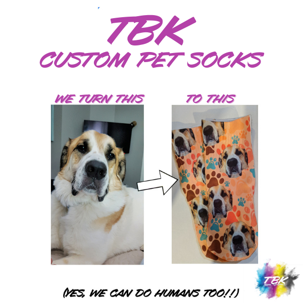 Create custom socks with your pet, favourite person or any image or wording you'd like. Great for Christmas, Valentines, Father's Day, Mothers Day and Anniversary gifts.